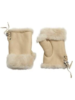 Maximilian Shearling Lace-Up Fingerless Gloves