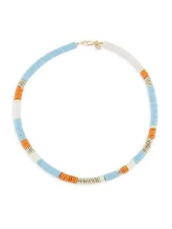 Gold-Plated & Ghanaian Vinyl Bead Collar Necklace