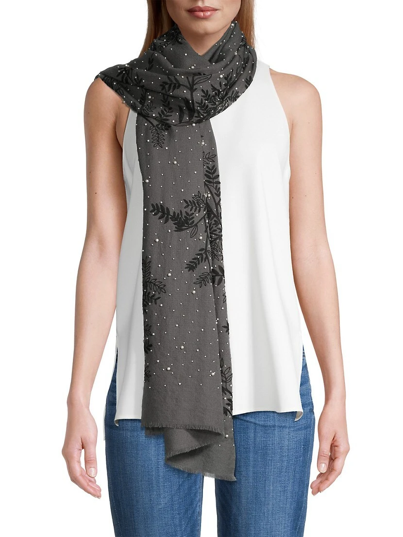 Nature Brings Us Together Wool & Faux Pearl Scarf 3 Nature Brings Us Together Wool & Faux Pearl Scarf