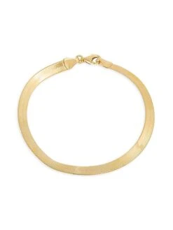 14K Yellow Gold Thick Herringbone-Chain Bracelet