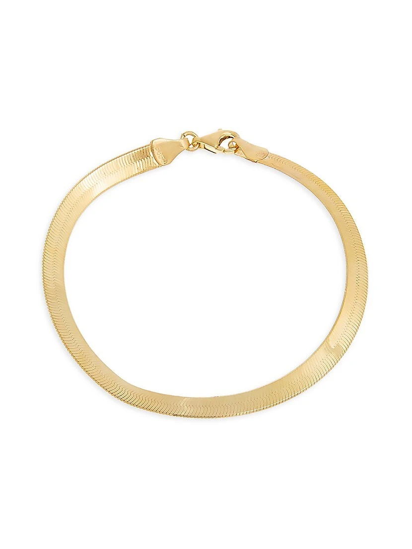14K Yellow Gold Thick Herringbone-Chain Bracelet 3 14K Yellow Gold Thick Herringbone-Chain Bracelet