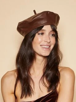 Eugenia Kim Carter Leather Beret -Fashion Jewelry & Accessories 0400017156728 CHOCOLATE A4