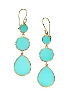 Small Crazy 8's 18K Yellow Gold & Turquoise Triple-Drop Earrings