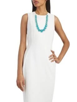 Goldtone Crystal & Turquoise Resin Necklace -Fashion Jewelry & Accessories 0400017174648 TURQUOISE A1