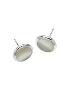Polished Rock Candy Sterling Silver & Mother-Of-Pearl Small Stud Earrings -Fashion Jewelry & Accessories 0400017187985 SILVER A1