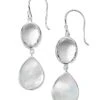 Snowman Sterling Silver, Rock Crystal, & Mother-Of-Pearl Double-Drop Earrings