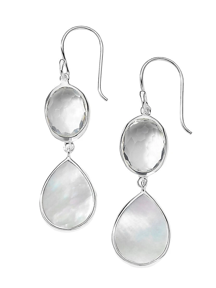 Snowman Sterling Silver, Rock Crystal, & Mother-Of-Pearl Double-Drop Earrings 3 Snowman Sterling Silver, Rock Crystal, & Mother-Of-Pearl Double-Drop Earrings