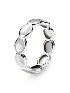 Polished Rock Candy Sterling Silver & Mother-Of-Pearl Oval Eternity Ring -Fashion Jewelry & Accessories 0400017188257 SILVER A1