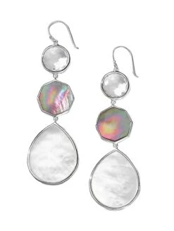 Small Crazy 8's Sterling Silver & Multi-Stone Triple-Drop Earrings