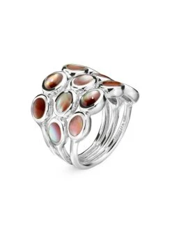Polished Rock Candy Sterling Silver & Shell Triple-Band Ring 5 Polished Rock Candy Sterling Silver & Shell Triple-Band Ring -Fashion Jewelry & Accessories 0400017188284 SILVER A1