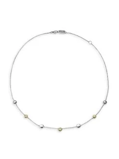 Chimera Sterling Silver, 18K Yellow Gold, & Diamond Short Station Necklace