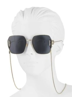 Gucci Fork 64MM Square Sunglasses -Fashion Jewelry & Accessories 0400017197579 GOLD A3