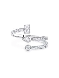 Splash 18K White Gold & 0.47 TCW Diamond Bypass Ring