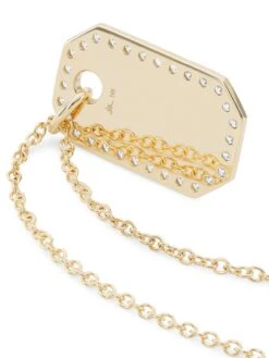 14K Yellow Gold & 0.40 TCW Diamond Dog Tag Necklace -Fashion Jewelry & Accessories 0400017295291 YELLOWGOLD A2