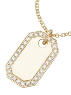 14K Yellow Gold & 0.40 TCW Diamond Dog Tag Necklace -Fashion Jewelry & Accessories 0400017295291 YELLOWGOLD A3