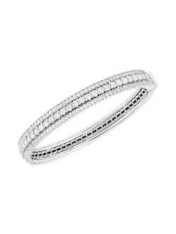 Siena 18K White Gold & Diamond Three-Row Bangle Bracelet