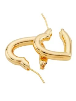 14K Yellow Gold Heart Hoop Earrings -Fashion Jewelry & Accessories 0400017339716 GOLD A2
