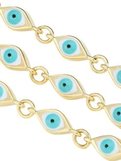 14K Yellow Gold & Enamel Evil-Eye Chain Bracelet -Fashion Jewelry & Accessories 0400017393444 NOCOLOR A3
