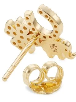 14K Yellow Gold & Diamond Lucky Stud Earring -Fashion Jewelry & Accessories 0400017393446 NOCOLOR A2