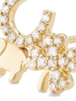 14K Yellow Gold & Diamond Lucky Stud Earring -Fashion Jewelry & Accessories 0400017393446 NOCOLOR A3