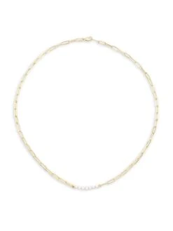 14K Yellow Gold & 0.48 TCW Diamond Paperclip Chain Necklace