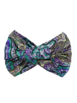 Etro Printed Satin Knotted Headband -Fashion Jewelry & Accessories 0400017428780 PURPLE A1