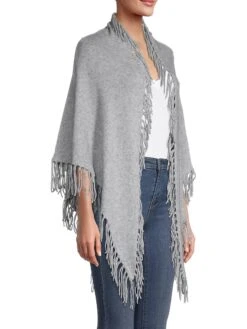 Fringe-Trim Cashmere Shawl 11 Fringe-Trim Cashmere Shawl -Fashion Jewelry & Accessories 0400017436246 HEATHERGREY A2