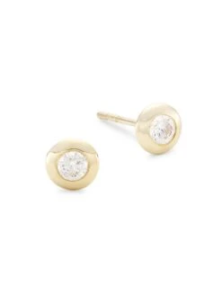 14K Yellow Gold & 0.4 TCW Bezel-Set Diamond Stud Earrings