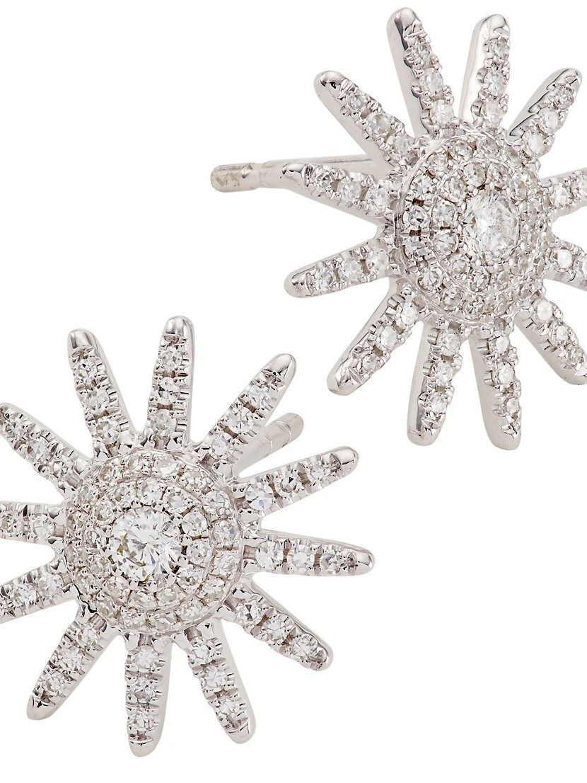 14K White Gold & 0.41 TCW Diamond Starburst Stud Earrings 6 14K White Gold & 0.41 TCW Diamond Starburst Stud Earrings - Image 4