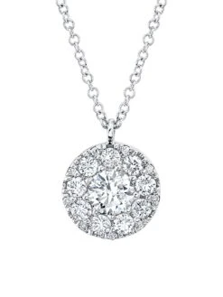 14K White Gold & 0.75 TCW Diamond Cluster Pendant Necklace