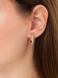 Connected Torque 14K Yellow Gold Fluted Hoop Earrings -Fashion Jewelry & Accessories 0400017545349 YELLOWGOLD A1