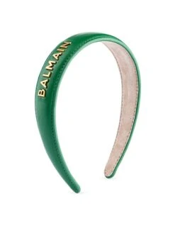 BALMAIN HAIR COUTURE Gold-Plated Logo Leather Headband