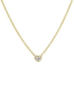 14K Yellow Gold & 0.12 TCW Diamond Heart Pendant Necklace