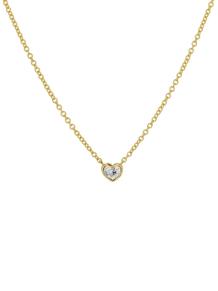 14K Yellow Gold & 0.12 TCW Diamond Heart Pendant Necklace 3 14K Yellow Gold & 0.12 TCW Diamond Heart Pendant Necklace