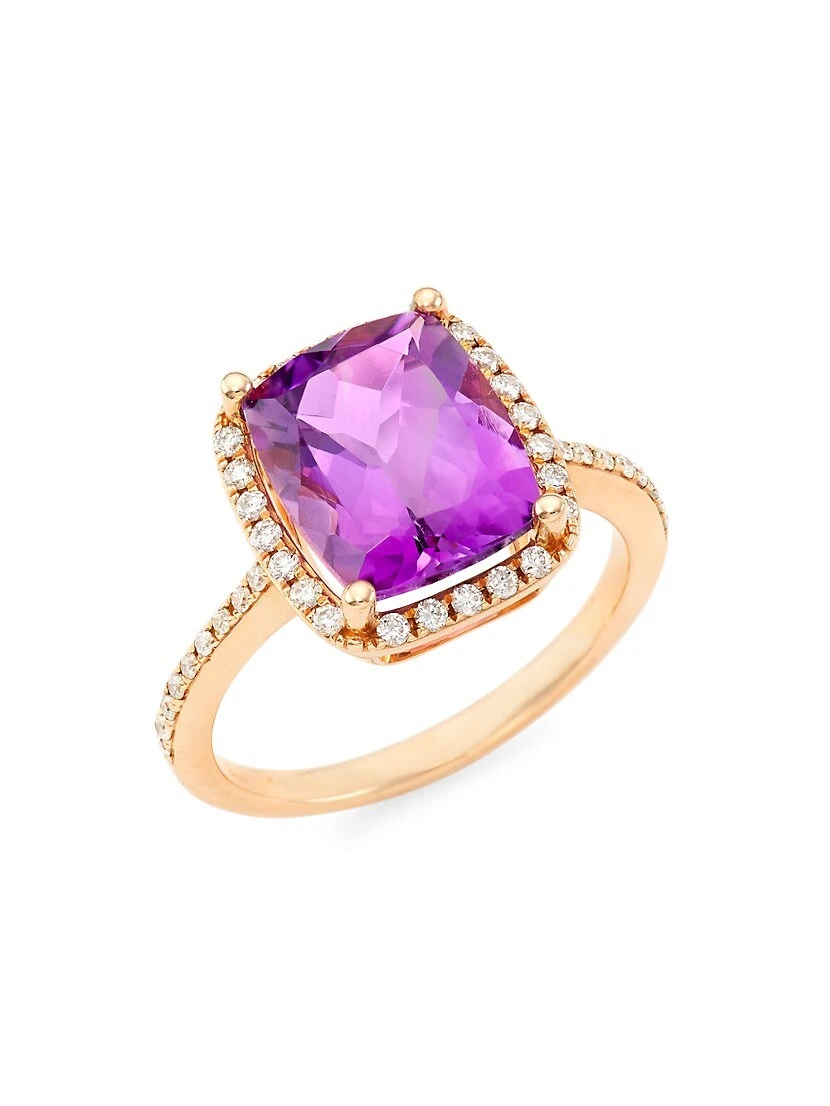 14K Gold, Diamond & Amethyst Ring 3 14K Gold, Diamond & Amethyst Ring