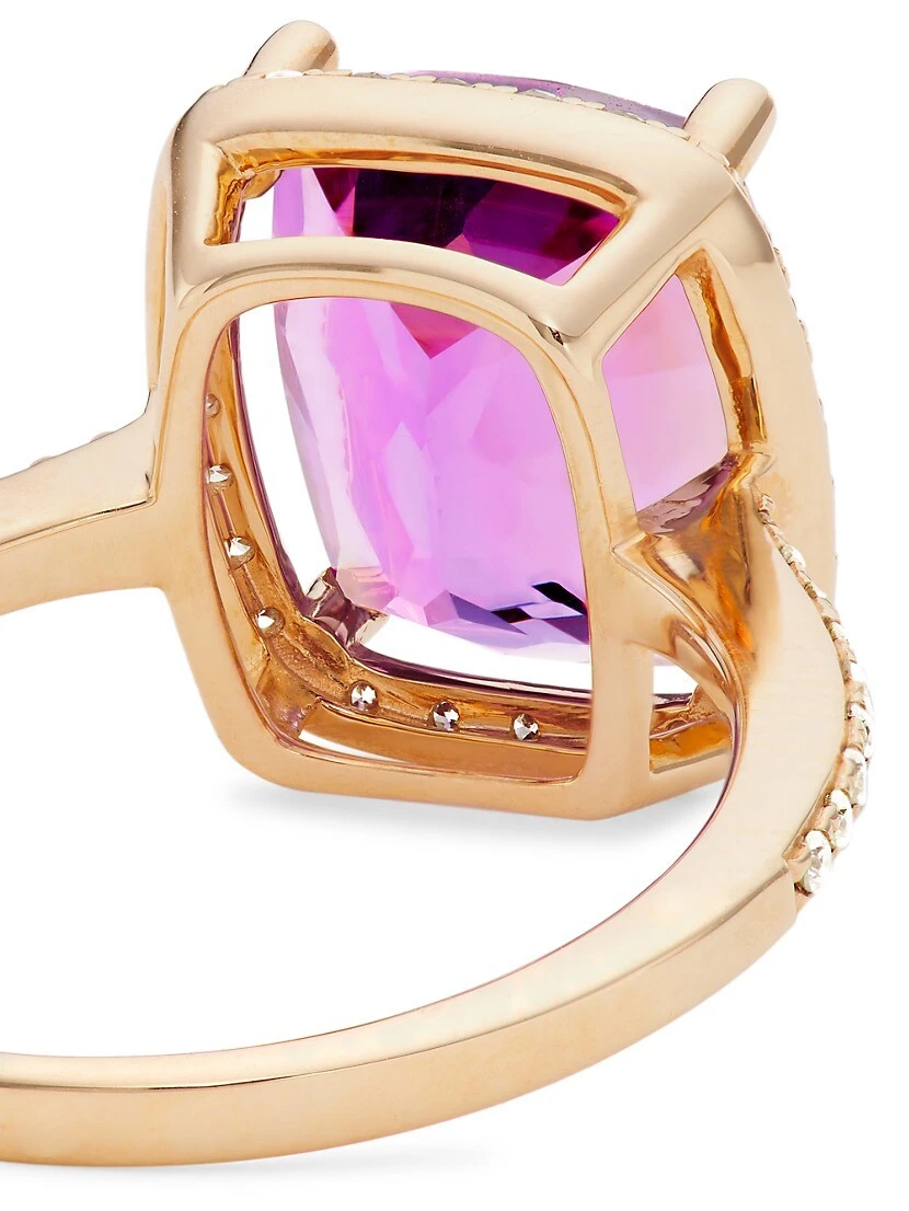 14K Gold, Diamond & Amethyst Ring 5 14K Gold, Diamond & Amethyst Ring - Image 3