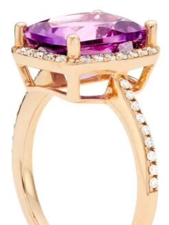 14K Gold, Diamond & Amethyst Ring 9 14K Gold, Diamond & Amethyst Ring -Fashion Jewelry & Accessories 0400017569687 ROSE A3