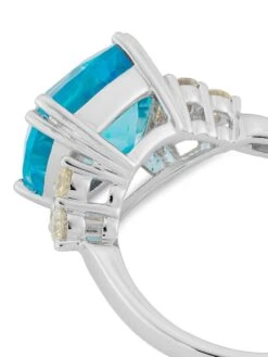 14K White Gold, Blue Topaz, & 0.45 TCW Diamond Ring -Fashion Jewelry & Accessories 0400017569697 BLUE A2
