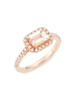 14K Rose Gold, Morganite, & 0.33 TCW Diamond Ring