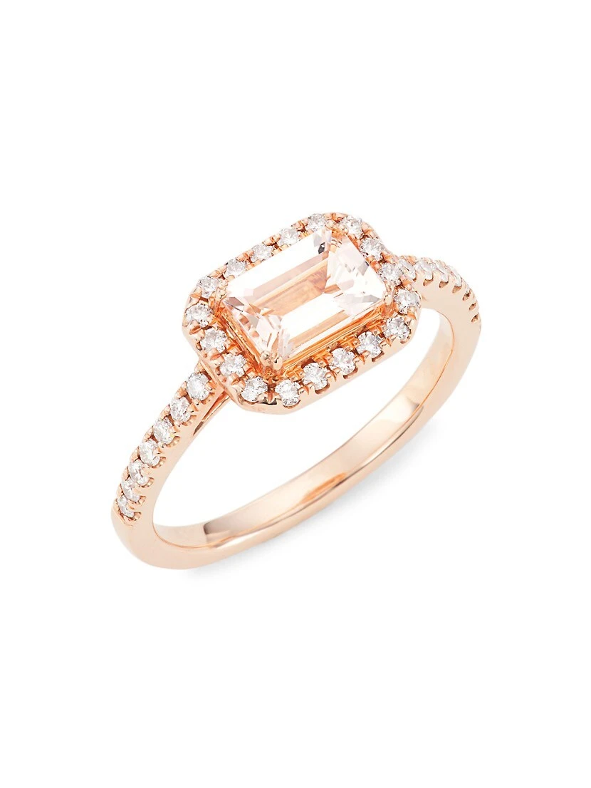 14K Rose Gold, Morganite, & 0.33 TCW Diamond Ring 3 14K Rose Gold, Morganite, & 0.33 TCW Diamond Ring