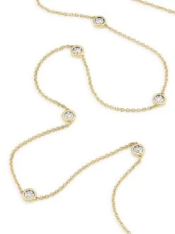 14K Yellow Gold & 0.25 TCW Diamond Station Necklace -Fashion Jewelry & Accessories 0400017573652 YELLOWGOLD A3