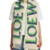 Loewe Mohair-Blend Logo Scarf -Fashion Jewelry & Accessories 0400017587036 WHITEGREEN