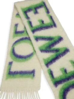 Loewe Mohair-Blend Logo Scarf -Fashion Jewelry & Accessories 0400017587036 WHITEGREEN A3
