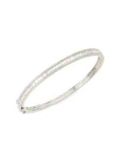 14K White Gold & 1.74 TCW Diamond Bangle