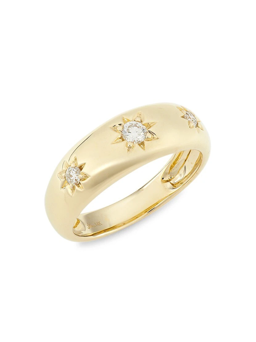 14K Yellow Gold & 0.23 TCW Diamond Star Band 3 14K Yellow Gold & 0.23 TCW Diamond Star Band