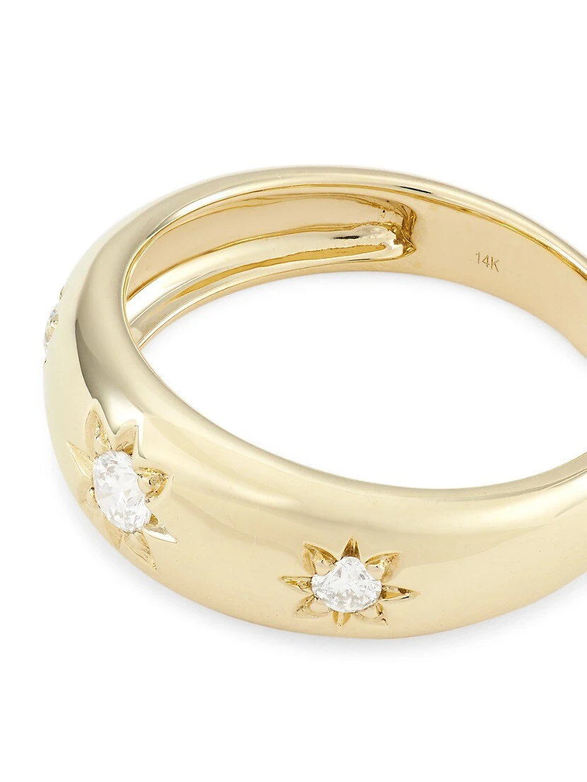 14K Yellow Gold & 0.23 TCW Diamond Star Band 5 14K Yellow Gold & 0.23 TCW Diamond Star Band - Image 3