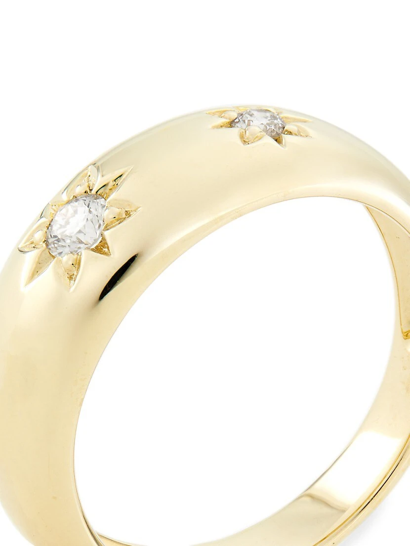 14K Yellow Gold & 0.23 TCW Diamond Star Band 6 14K Yellow Gold & 0.23 TCW Diamond Star Band - Image 4