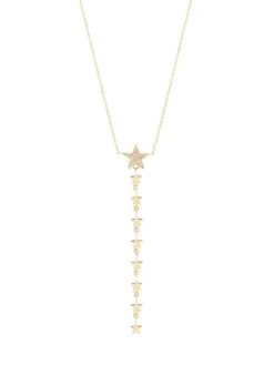 14K Yellow Gold & 0.09 TCW Diamond Star Y Necklace