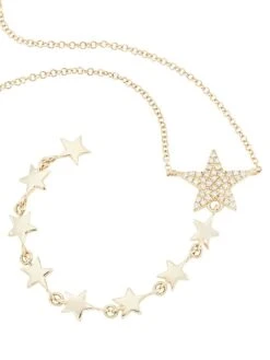 14K Yellow Gold & 0.09 TCW Diamond Star Y Necklace -Fashion Jewelry & Accessories 0400017592392 YELLOWGOLD A3