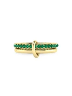 18K Yellow Gold & Emerald Double-Band Ring
